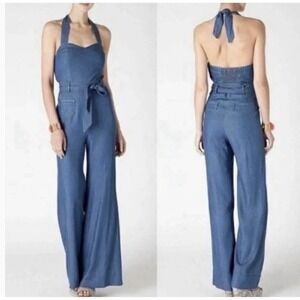 Anthropologie Elevenses Sharlene Jumpsuit Women's 2 Denim Blue Halter